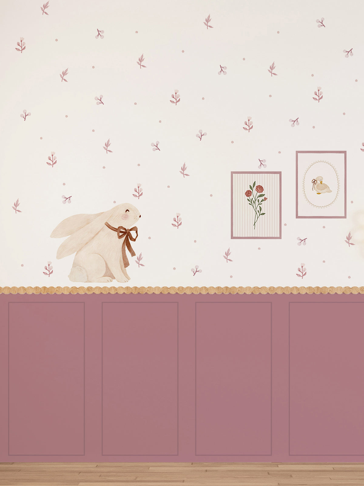 Pastel Canvas Bunny Nursery Peel and Stick Wall Decal Set | ZeekoHome